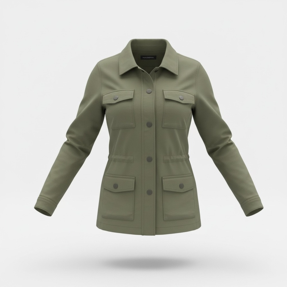 Massini Olive Green Utility Jacket with Patch Pockets Women’s Size Small